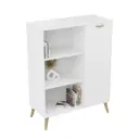 FONDI скрин с рафтове, дървена дръжка и крака - бял