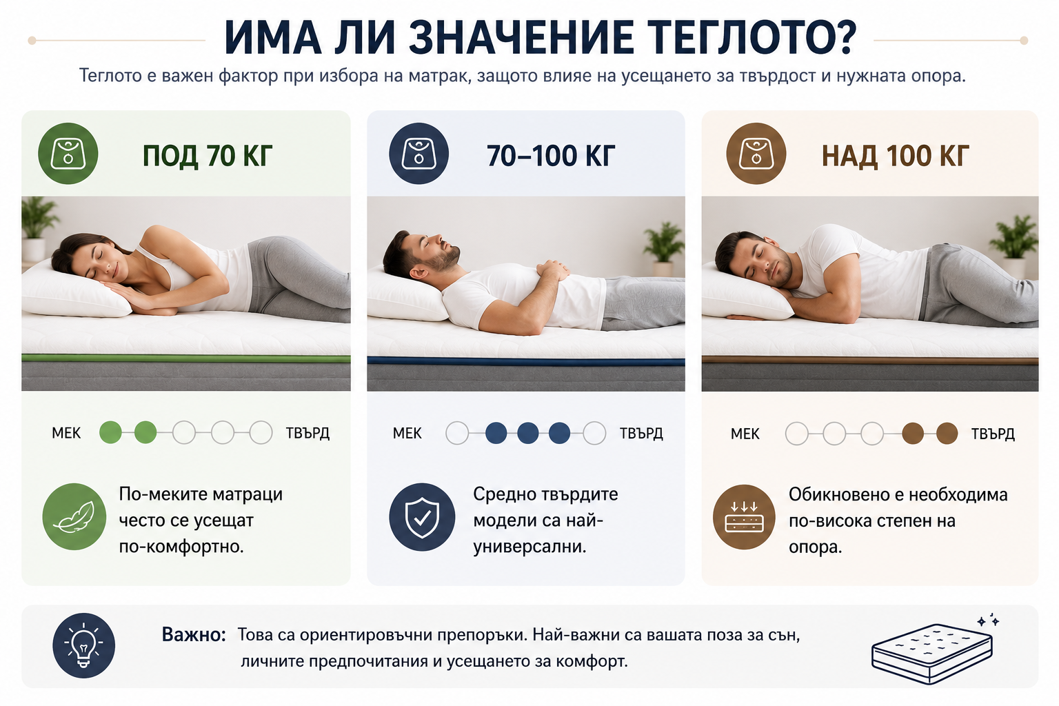 позата на сън определя вида на матрака