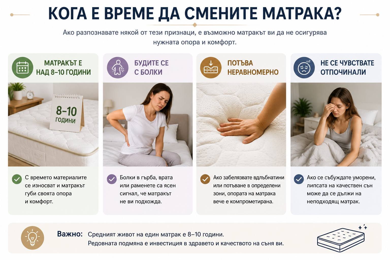 кога е време за смяна на матрака