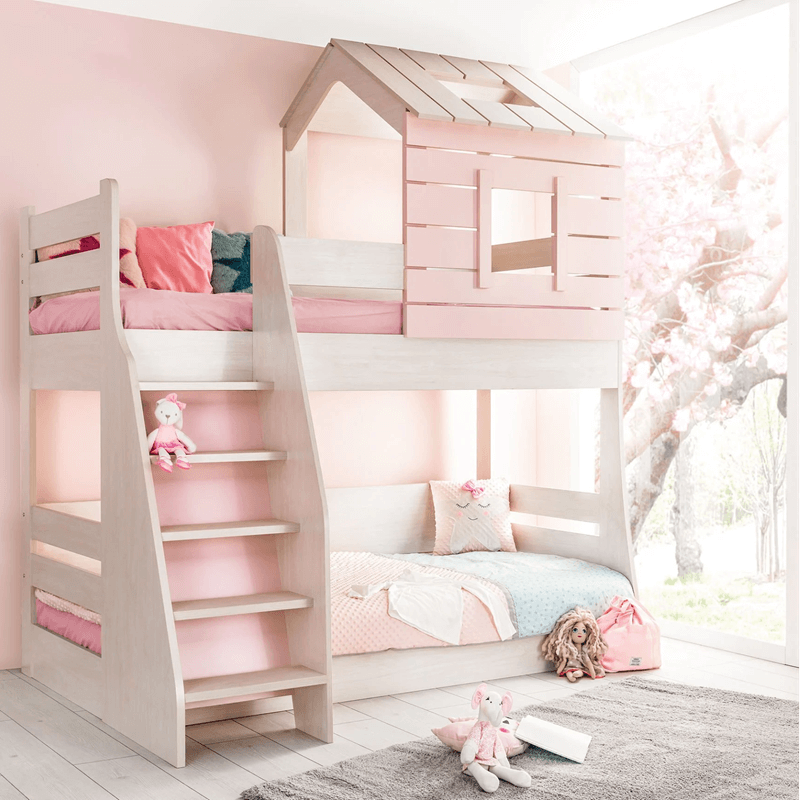 Двуетажно детско легло PINK HOUSE - дясно-1