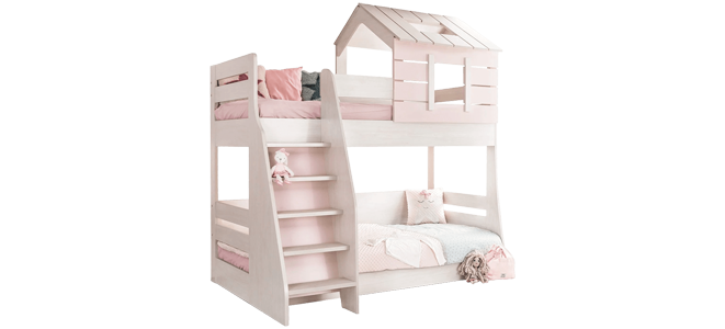 Двуетажно детско легло PINK HOUSE - дясно-2