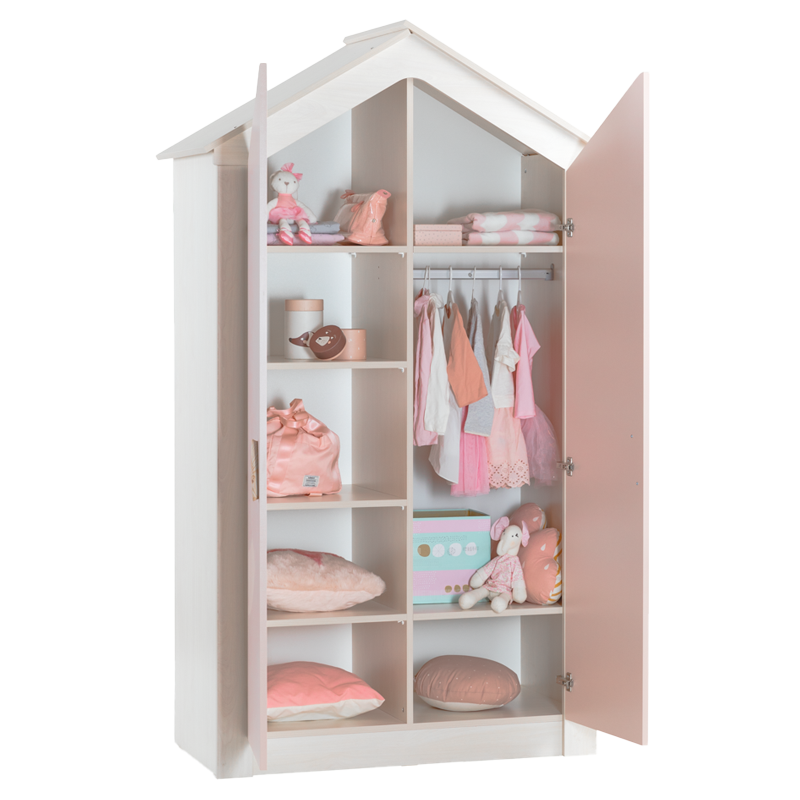 Двукрилен детски гардероб PINK HOUSE-1