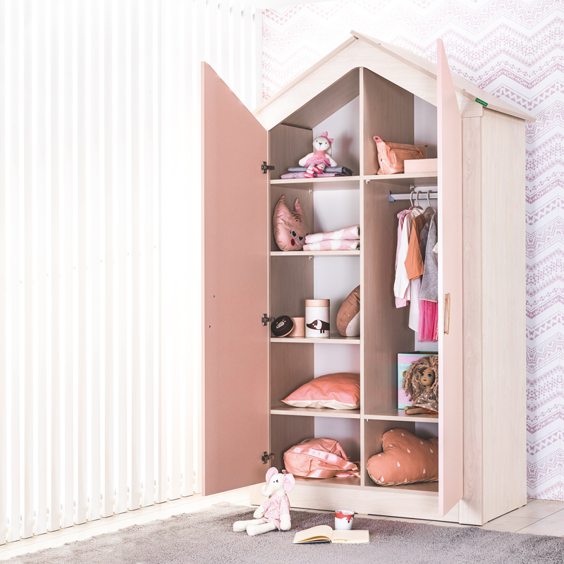Двукрилен детски гардероб PINK HOUSE-2