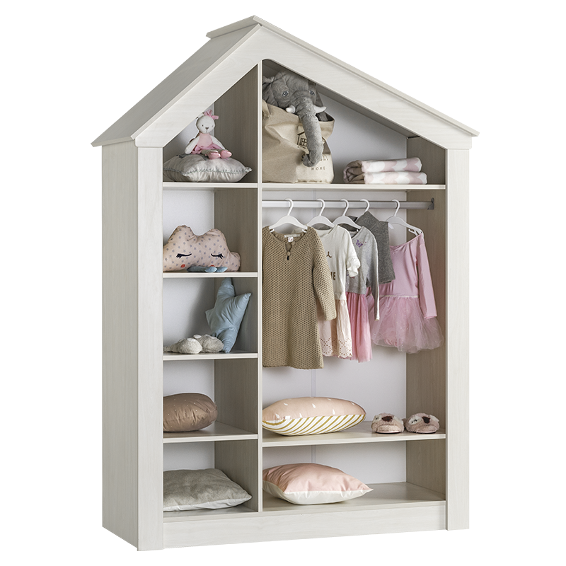 Трикрилен детски гардероб PINK HOUSE-1