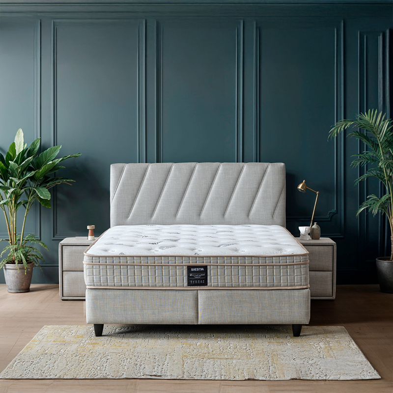 Тапицирана спалня с матрак SIESTA 140 x 200 - крем 01-2