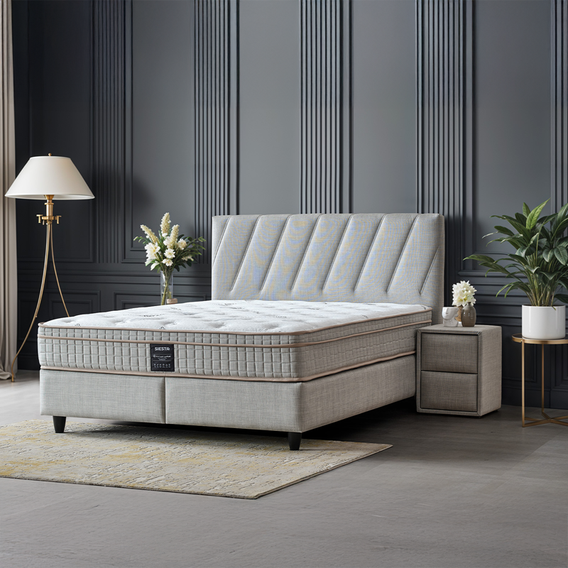 Тапицирана спалня с матрак SIESTA 140 x 200 - крем 01-3