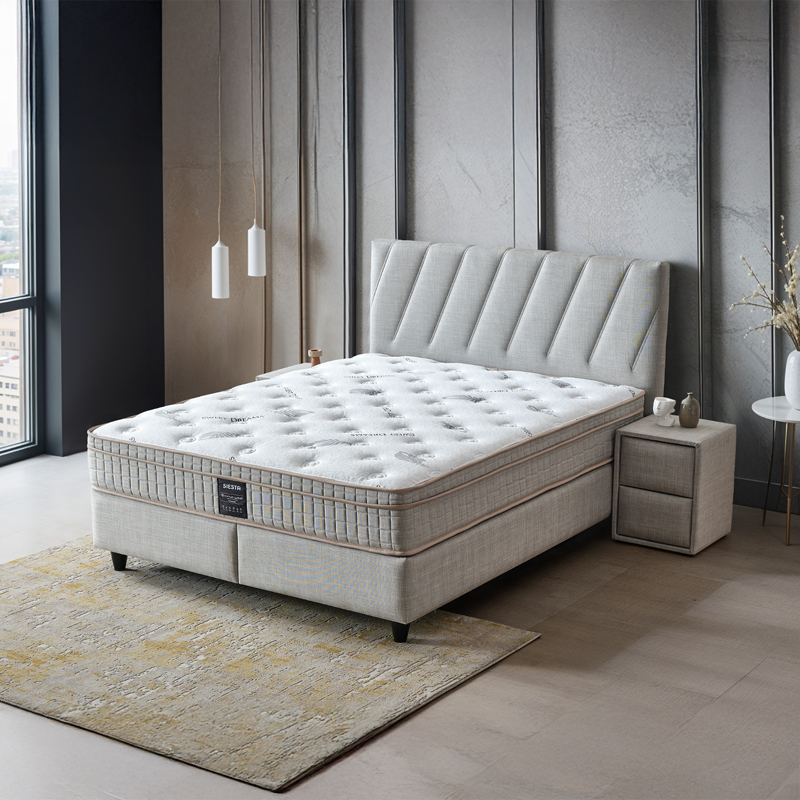 Тапицирана спалня с матрак SIESTA 140 x 200 - крем 01-4