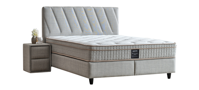 Тапицирана спалня с матрак SIESTA 140 x 200 - крем 01-6
