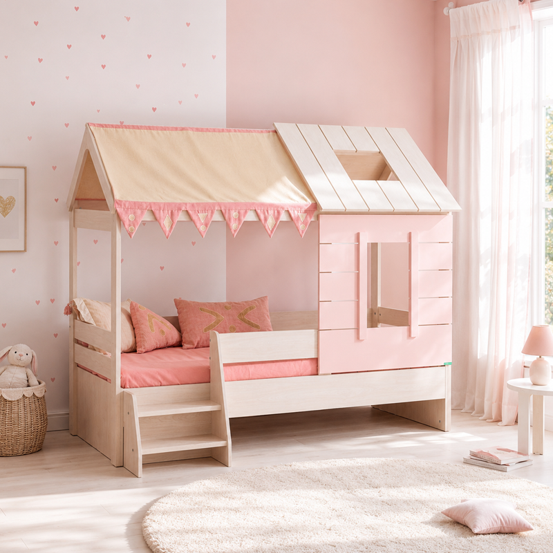 Детско легло къща PINK HOUSE - 90 х 200-1