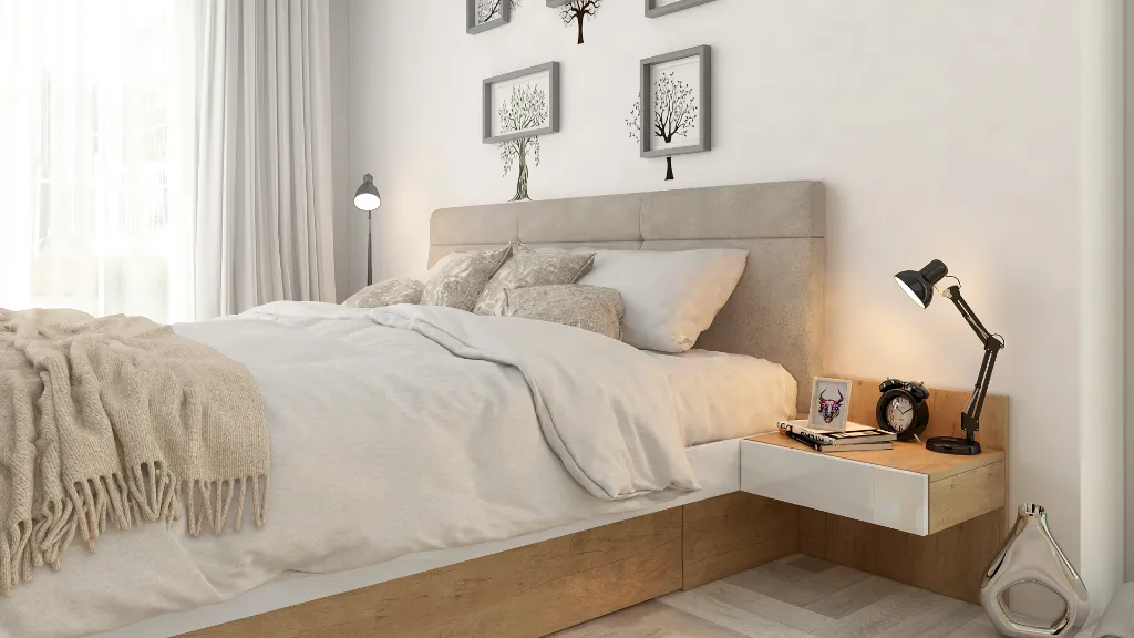 Спален комплект Ava дъб небраска натурален H3331 ST10 Egger + МДФ бял гланц - cam 03.webp