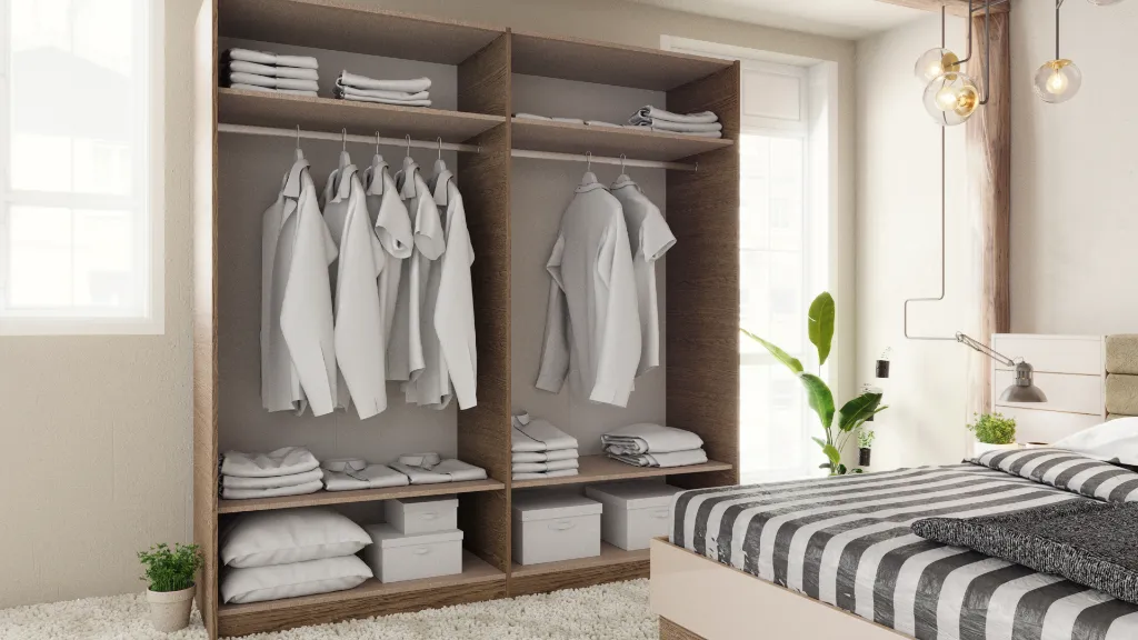 Спален комплект Trento дъб белмонт H1303 ST12 Egger + кашмир - cam04.webp