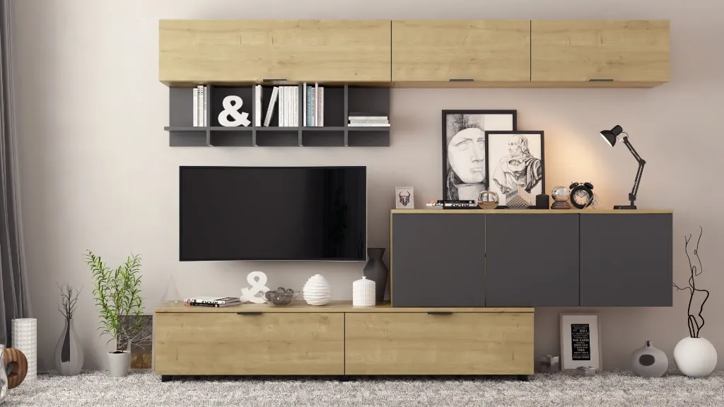 [011031] Секция Era Plus (дъб арлингтън натурален H3303 ST10 EGGER + тъмен диамант U963 ST9 EGGER)