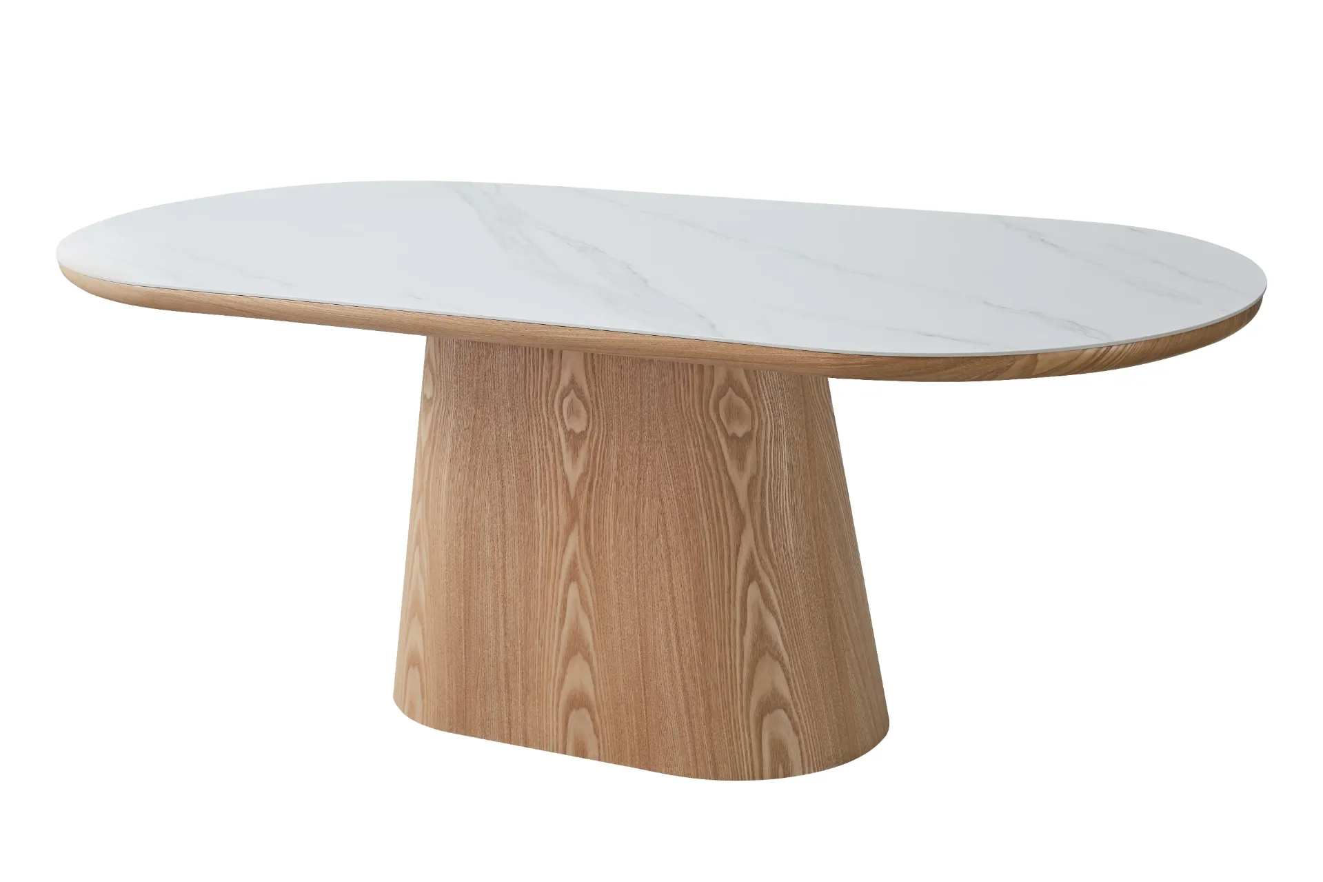 Трапезна маса LARY бял мрамор/натурален дъб