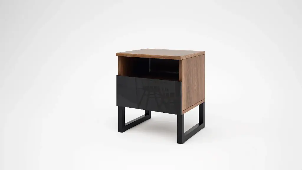 [1258] Нощно шкафче Lunar (brandy castello oak + black gloss MDF)