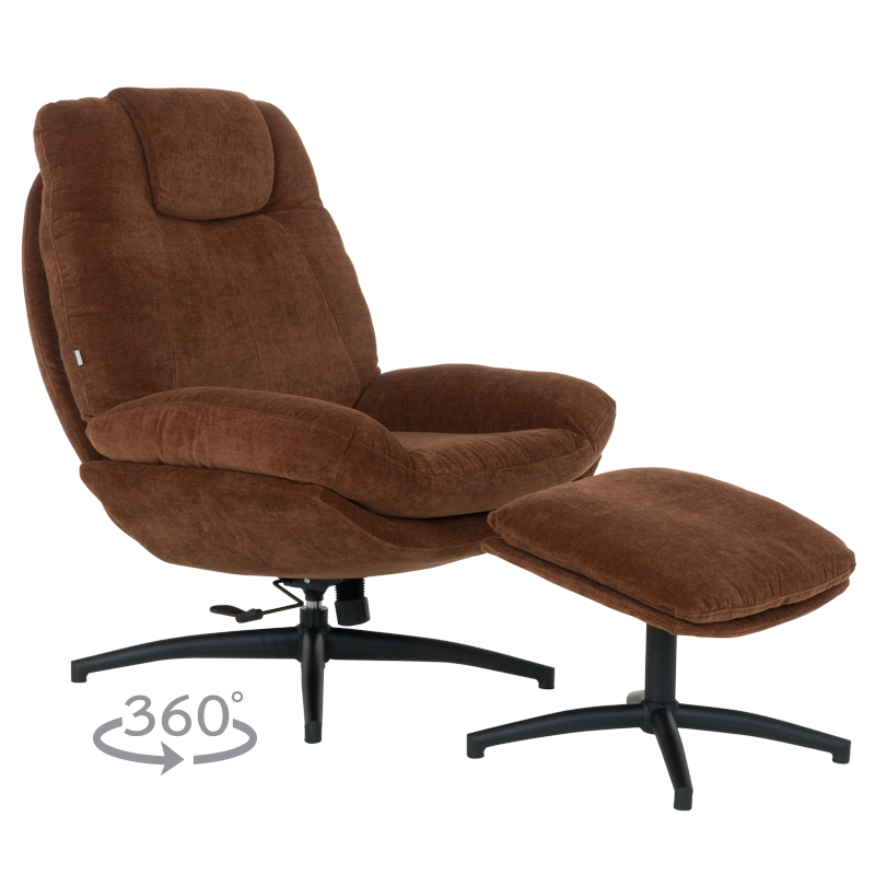 Кресло с табуретка PORTO - кафяво