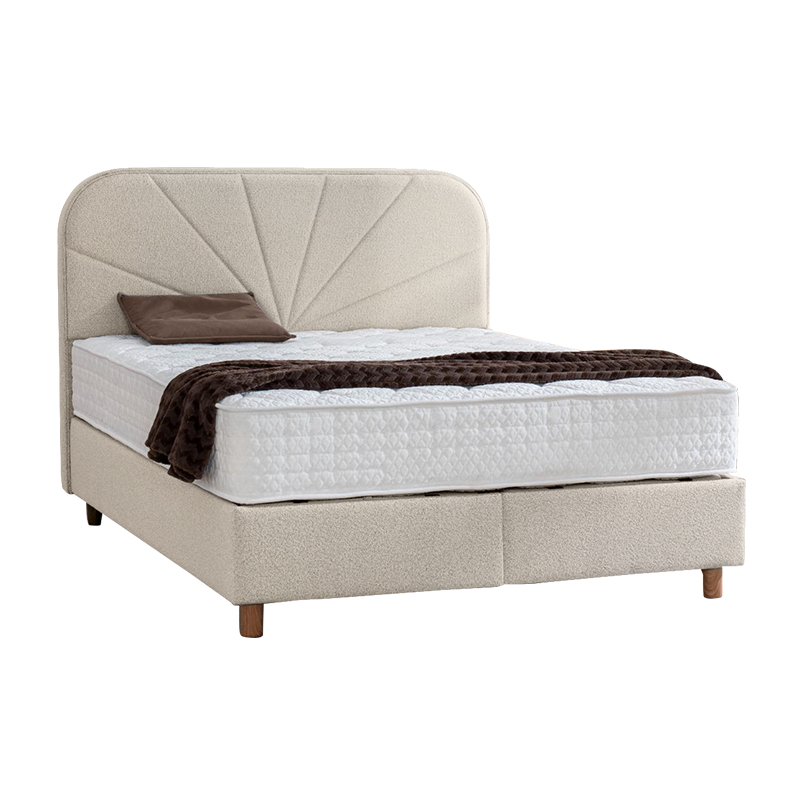 [012554] Тапицирана спалня с матрак DELUX PREMIUM 180 x 200 - крем (Крем)
