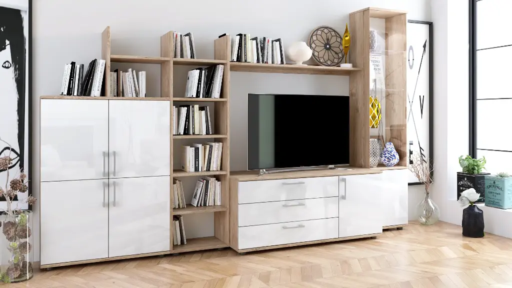 [1157] Секция Angela (gold harbor oak + white gloss MDF)