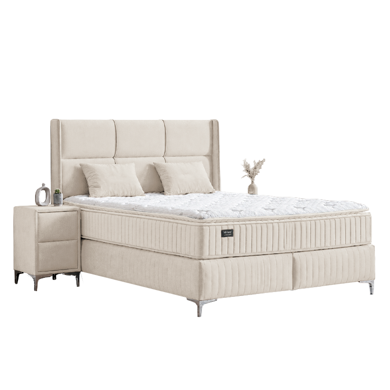 [018040] Тапицирана спалня с матрак BELLA 160 x 200 (Бежов 02)