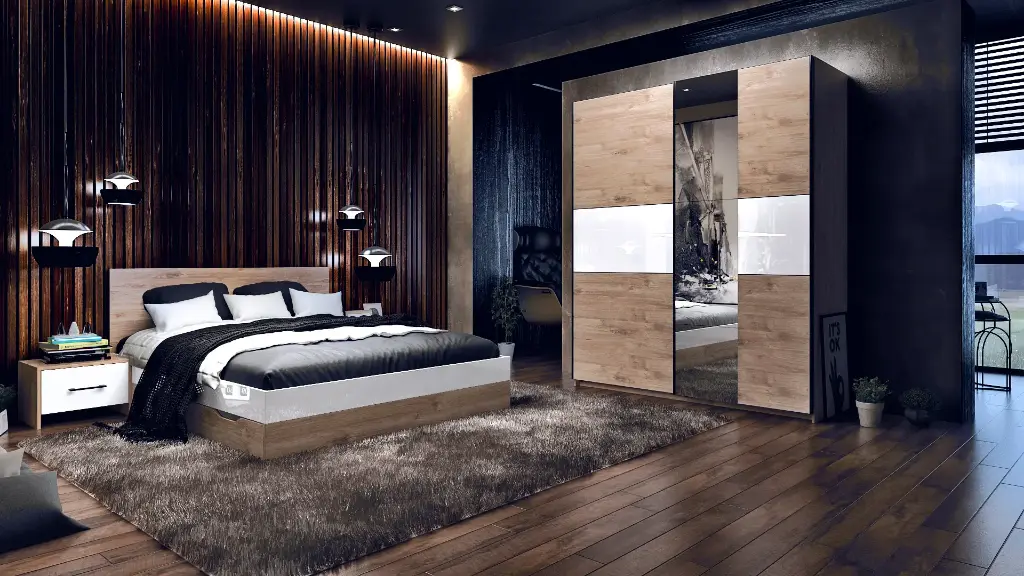 [428] Спален комплект Integra (gold harbor oak + white gloss MDF)