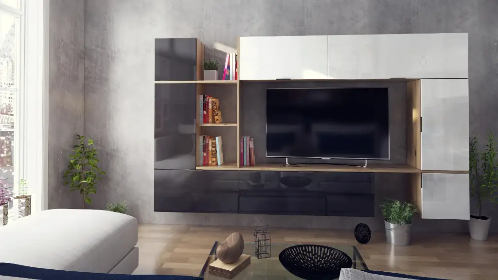 [002045] Секция Helen (coast evoke oak + white gloss MDF + anthracite gloss MDF)