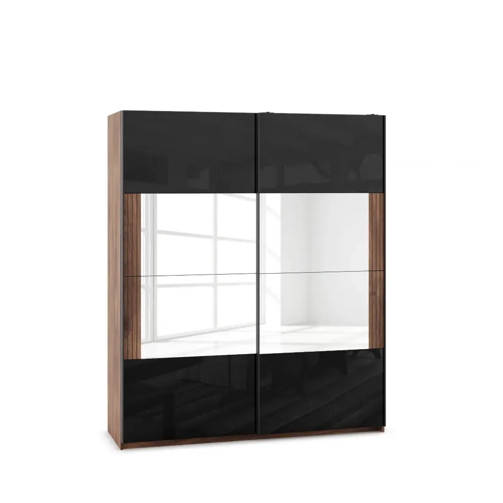 [005518] Гардероб SLine 06 (brandy castello oak + black gloss MDF, 140, V01)