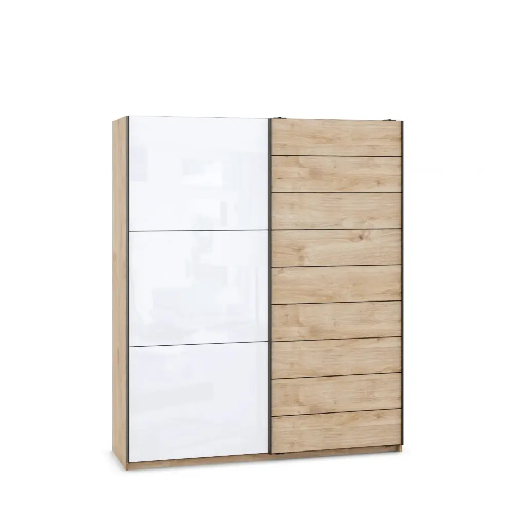 [006328] Гардероб SLine 09 (gold harbor oak + white gloss MDF, 140, V01)