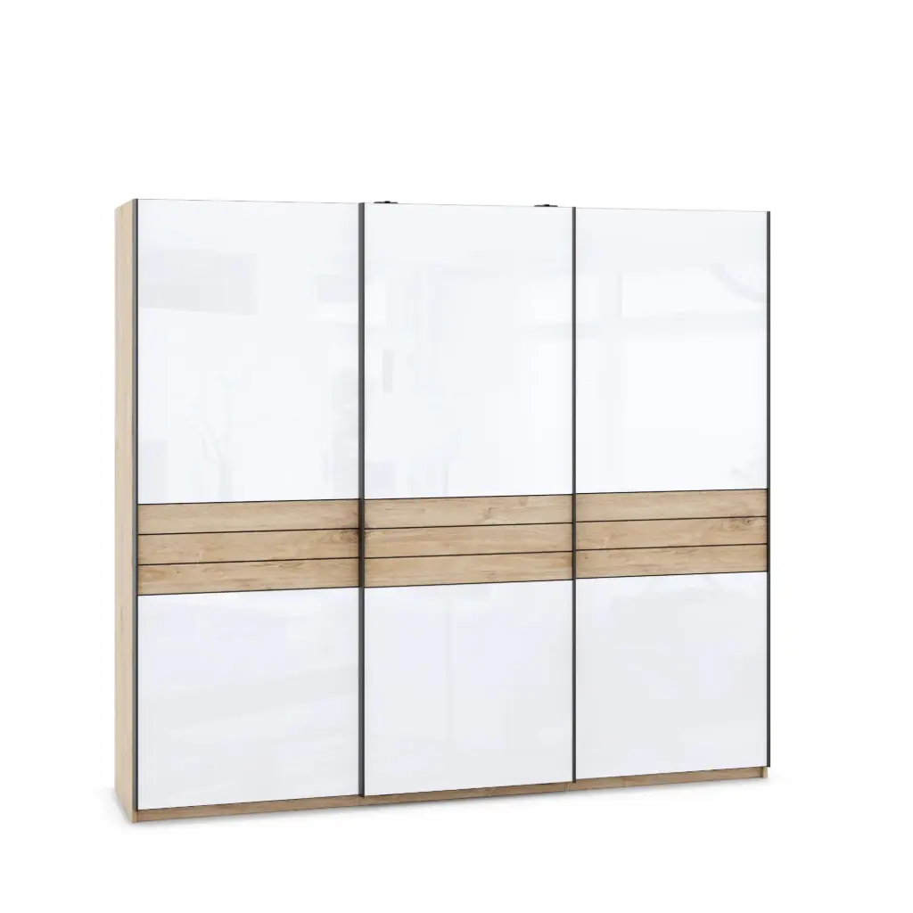 [007383] Гардероб XLine 03 (златен дъб харбър + МДФ бял гланц, 180, V10)