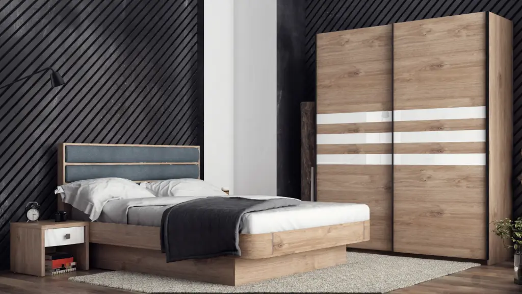 [008763] Спален комплект Viena (gold harbor oak + white gloss MDF)