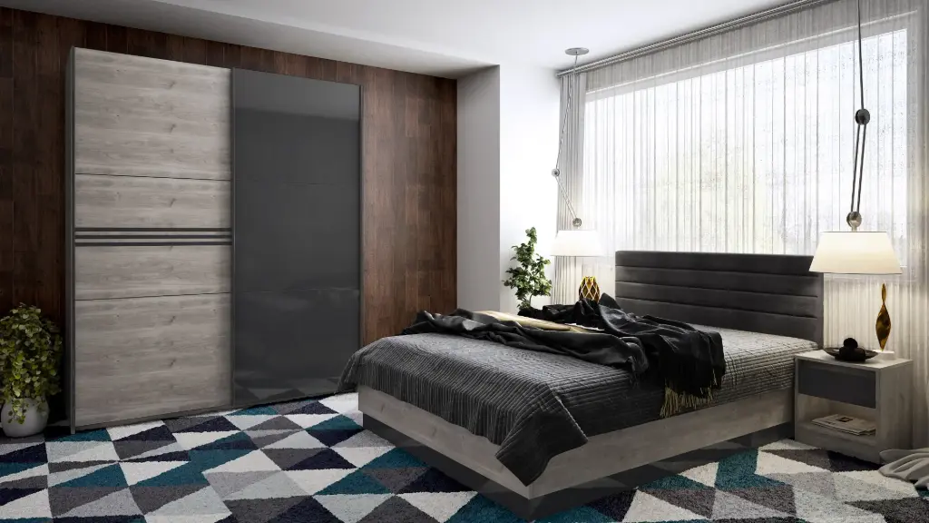 [008964] Спален комплект Modern (greige castello oak + anthracite gloss MDF)