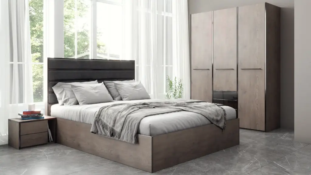 [009073] Спален комплект Toledo (cannolo cremona oak + black gloss MDF)