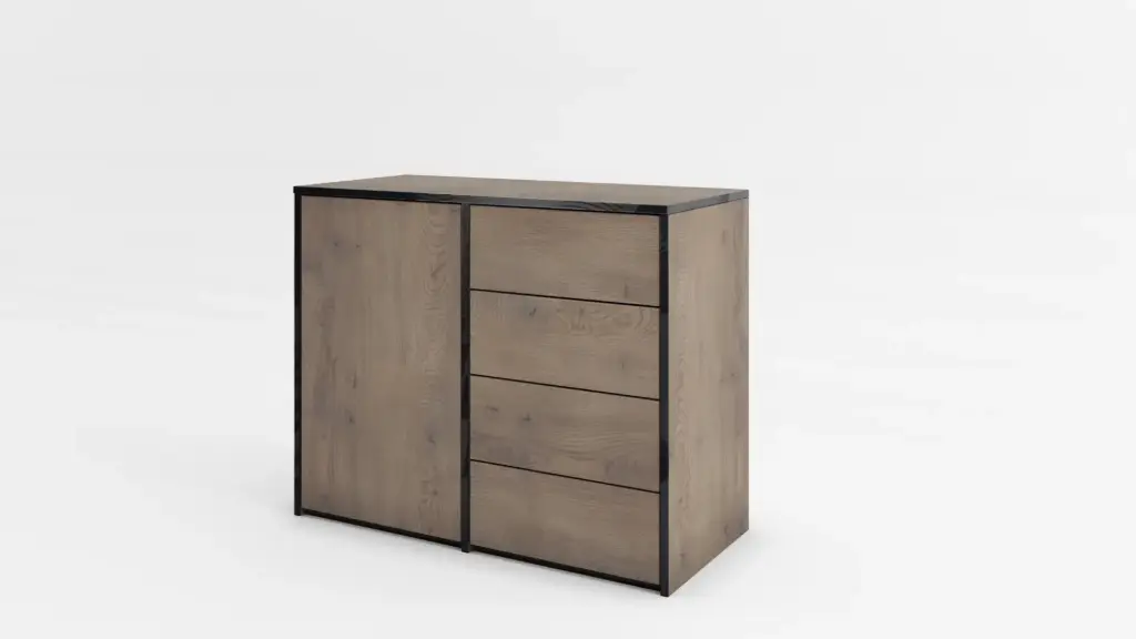 [009074] Скрин Toledo (cannolo cremona oak + black gloss MDF)