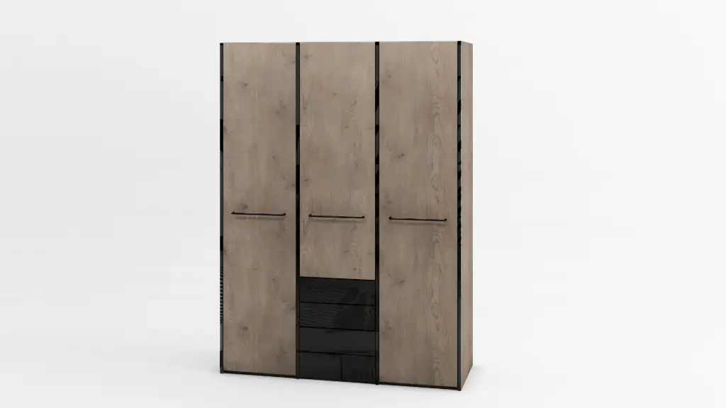 [009075] Гардероб Toledo (canollo cremona oak + black gloss MDF, 150)