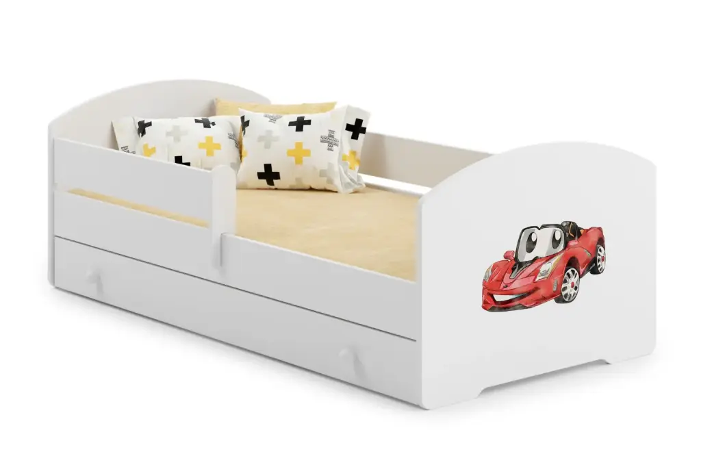 [010197] Детско легло Luk с парапет и чекмедже с различни мотиви (140 х 70 см, auto)