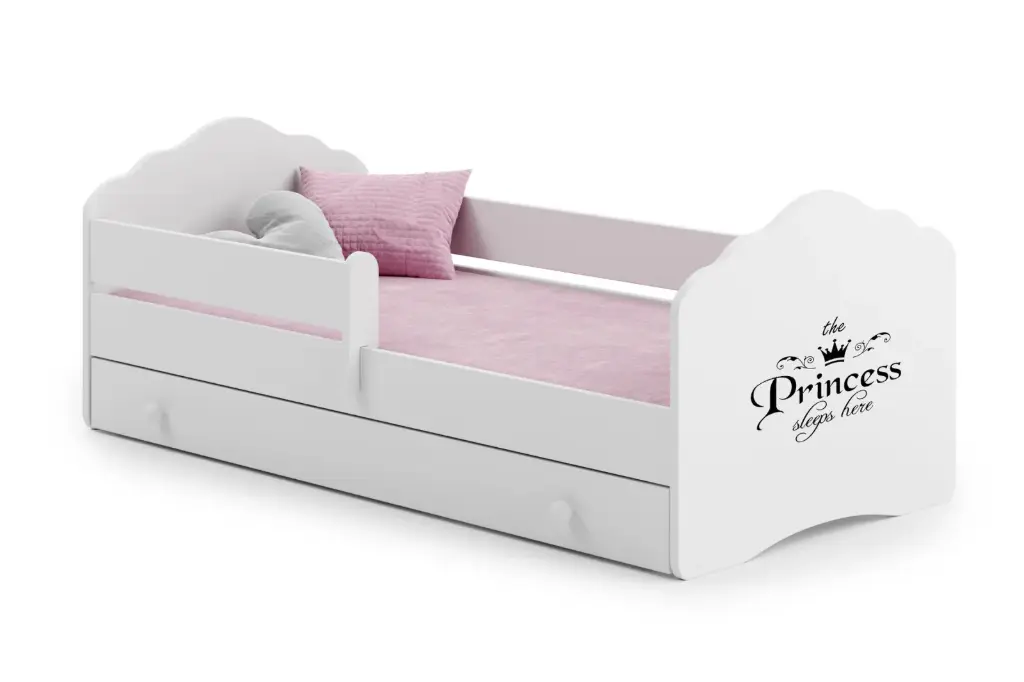 [010302] Детско легло FALA с парапет и чекмедже с различни мотиви (140 х 70, princess)