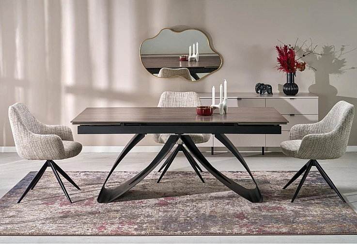 [010530] Правоъгълна маса HILARIO орех / черно