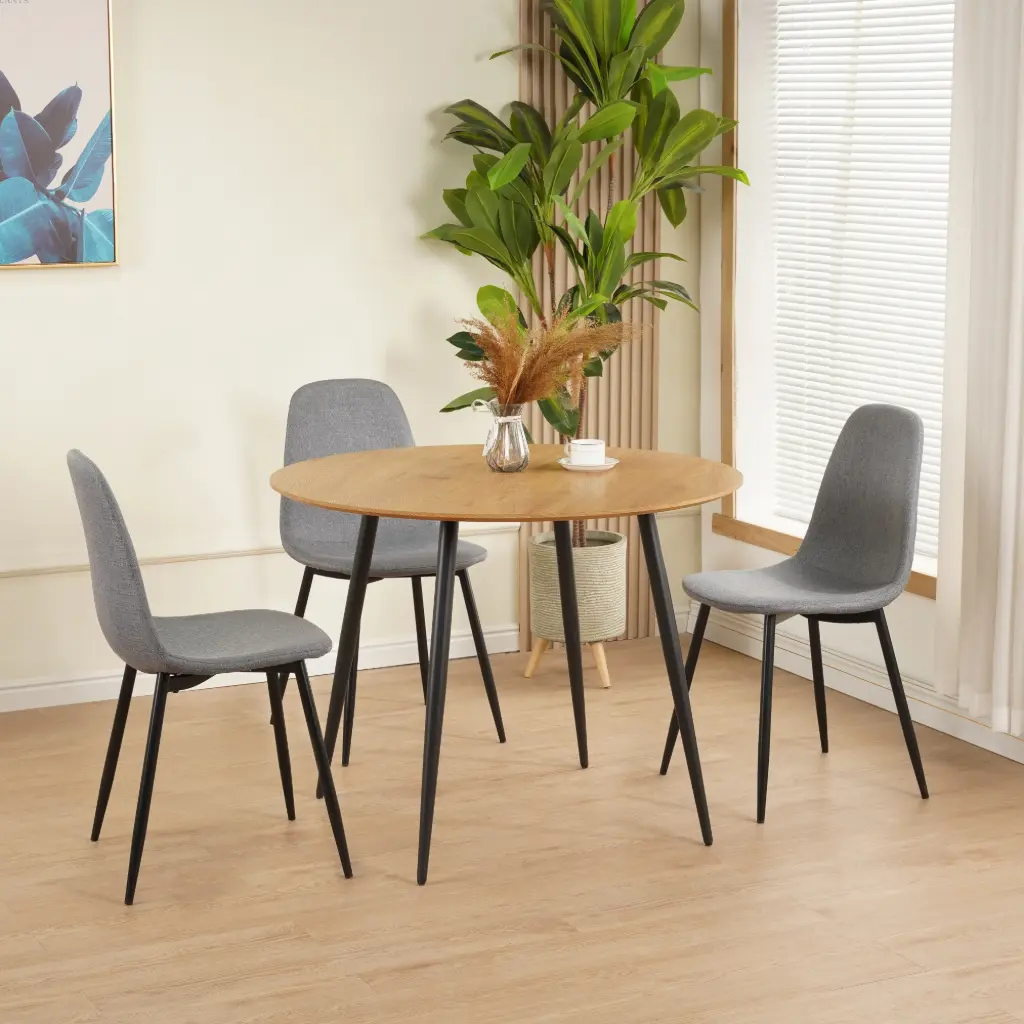 Кръгла трапезна маса LIAM натурален дъб / черно