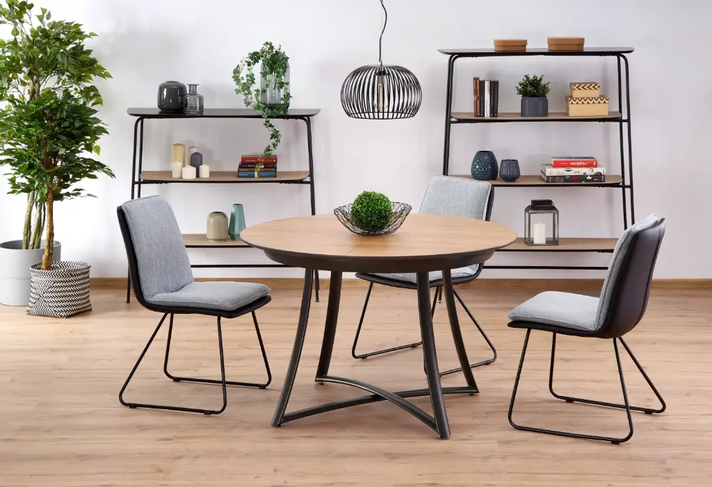 [010544] Разтегателна трапезна маса MORETTI златен дъб / черно