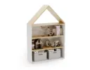 PUFFI Къща библиотека с рафтове за книги и играчки - бяла/клен